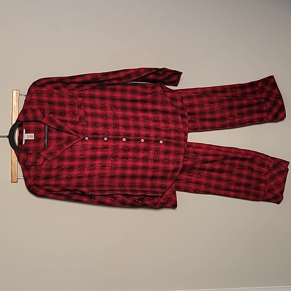 Victoria's Secret Buffalo Check 2 Piece Pajama Set Sz XS Holiday Festive